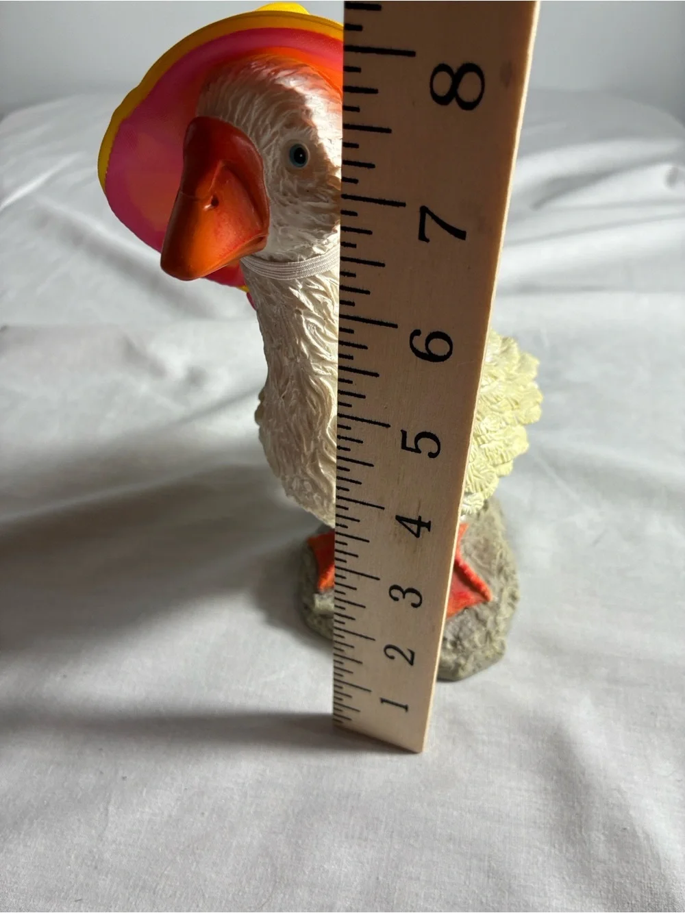 Mini Porch Goose Resin Figurine with Removable Rain Hat 8” EUC